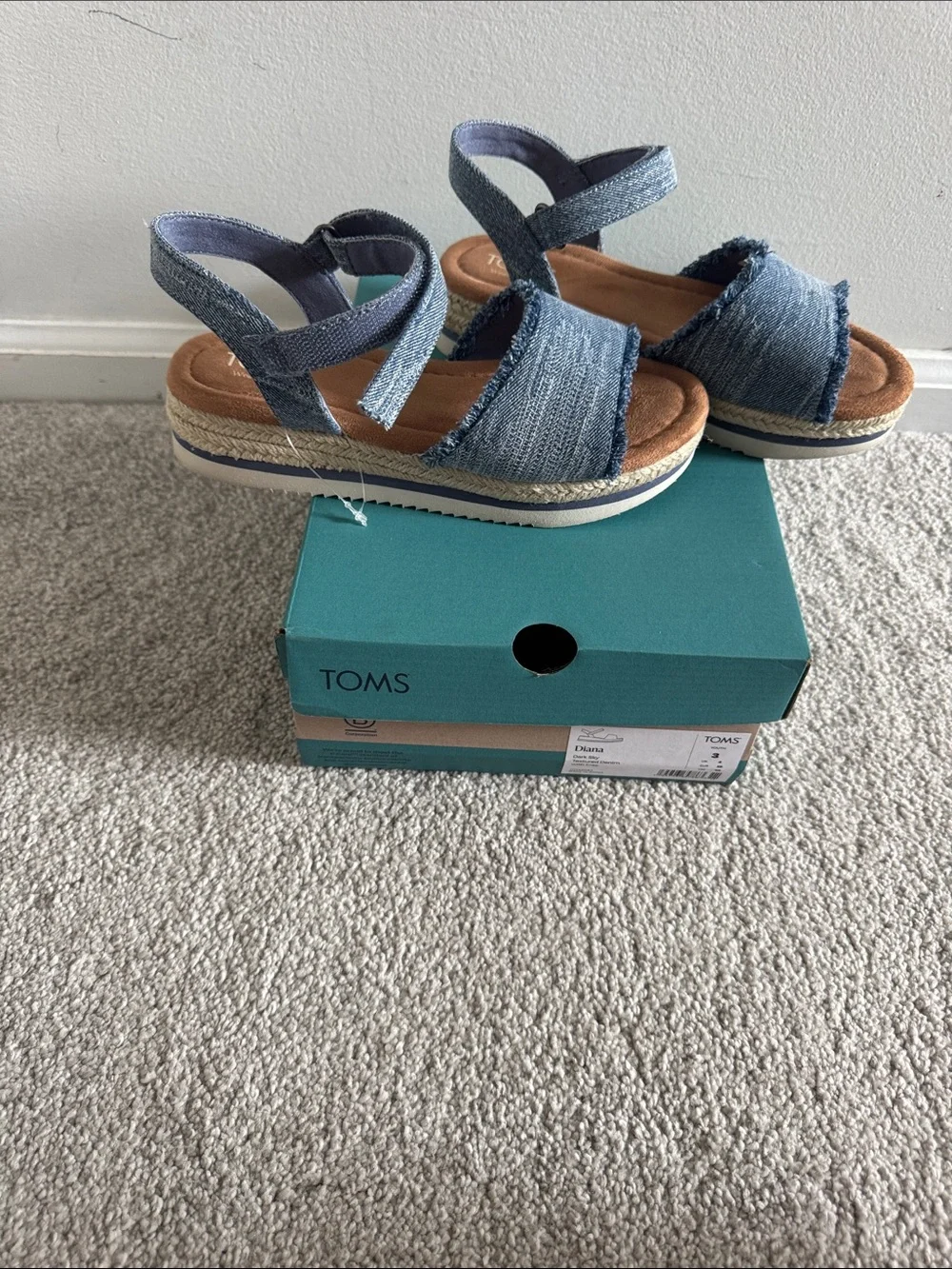TOMS Frayed Denim Espadrille Platform Sandals - Blue